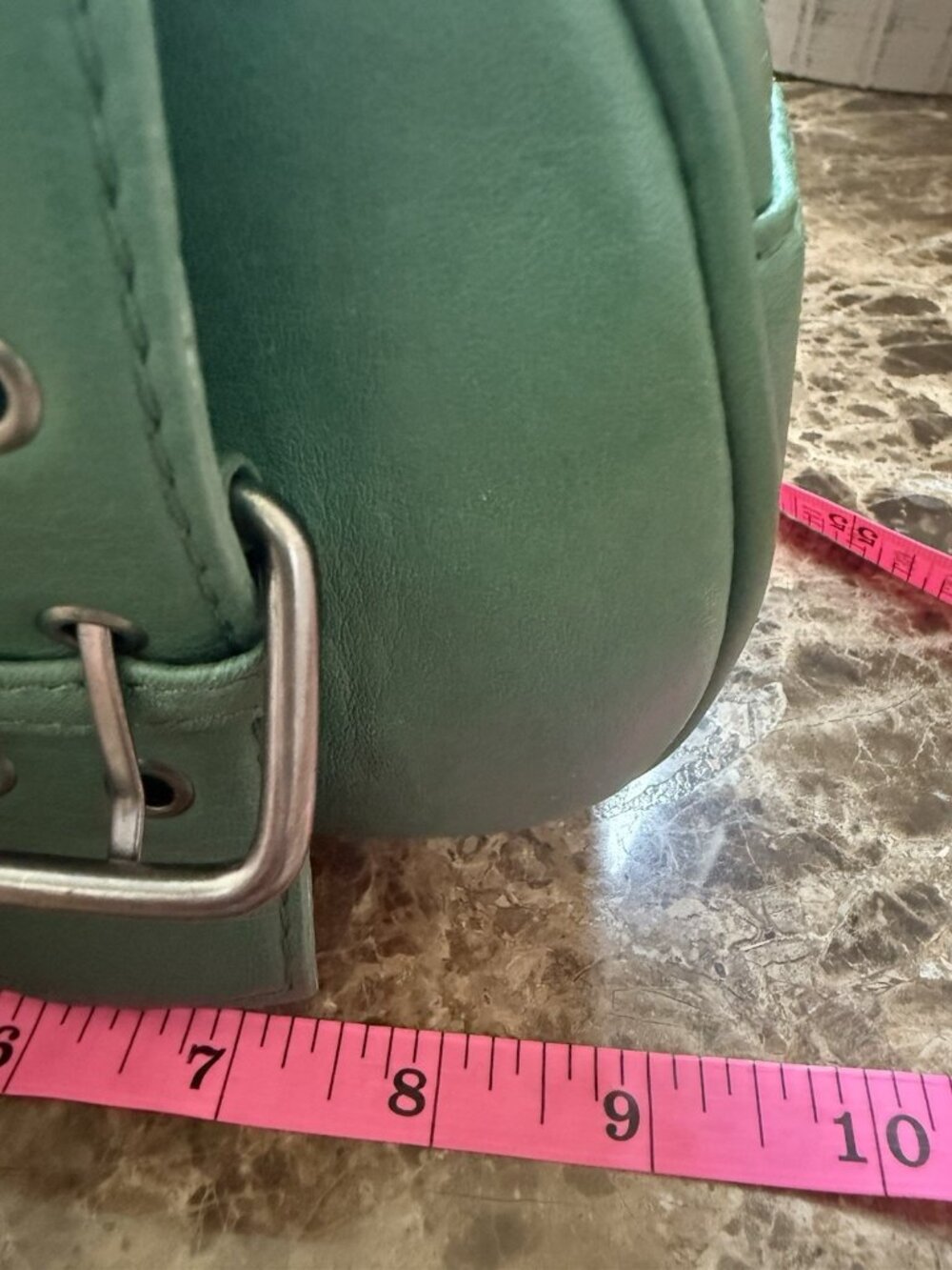 Free People Women’s Green Leather Mini Shoulder Bag Buckle Strap NWT - Picture 11 of 14